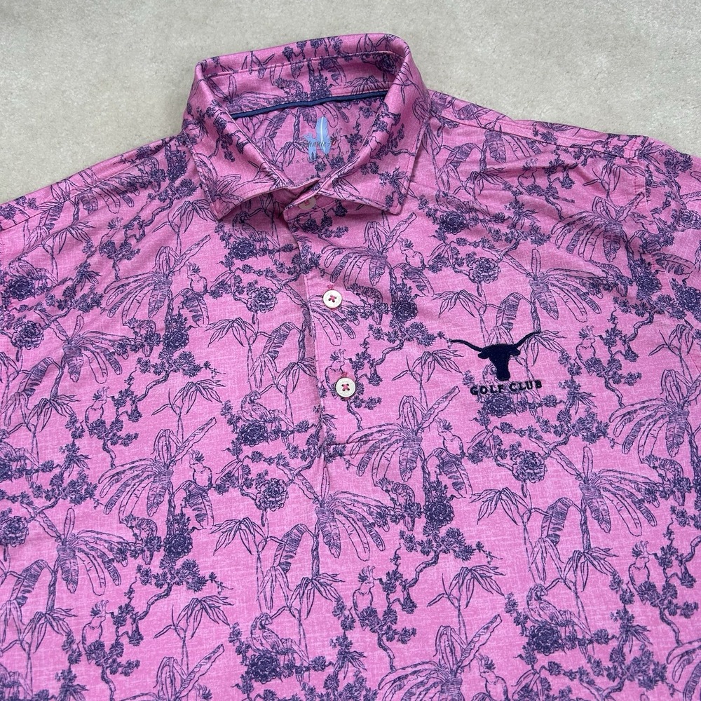 johnnie-O Polo Shirt Featherweight Mens Small Floral Texas Longhorns Golf